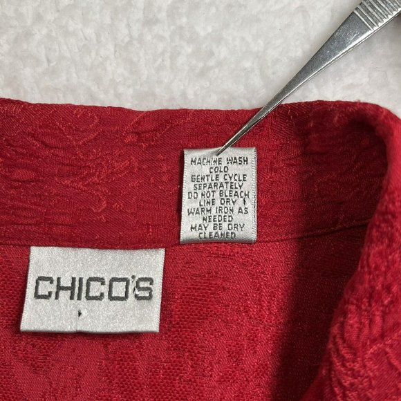 Chico's Women's 0 Small Red Jacket Light Weight Crinkle Fabric Packable - Picture 6 of 10